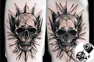 Devil skull with dark matter around tattoo idea