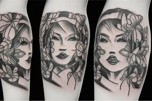 Female disguised as fruits tattoo idea
