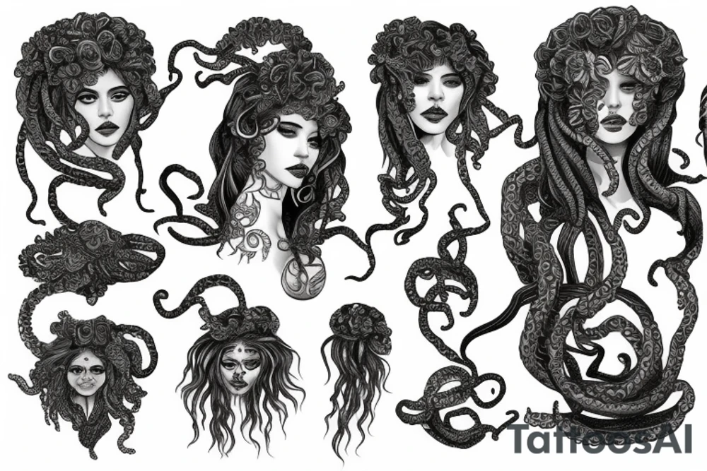 Mexican Medusa, maximalist tattoo idea