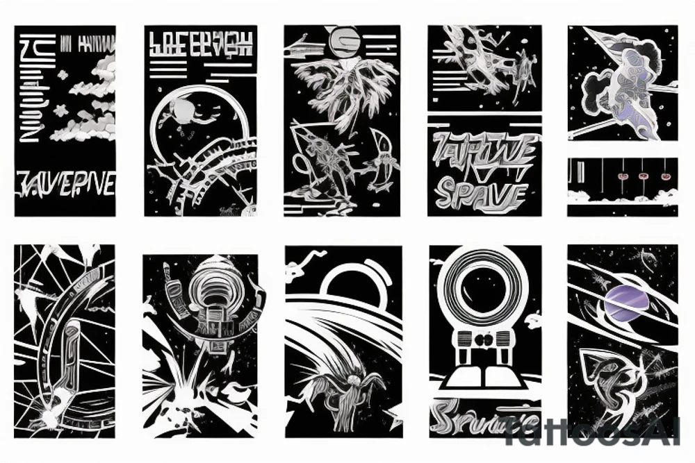 Retrowave synthwave space tattoo idea