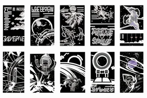 Retrowave synthwave space tattoo idea