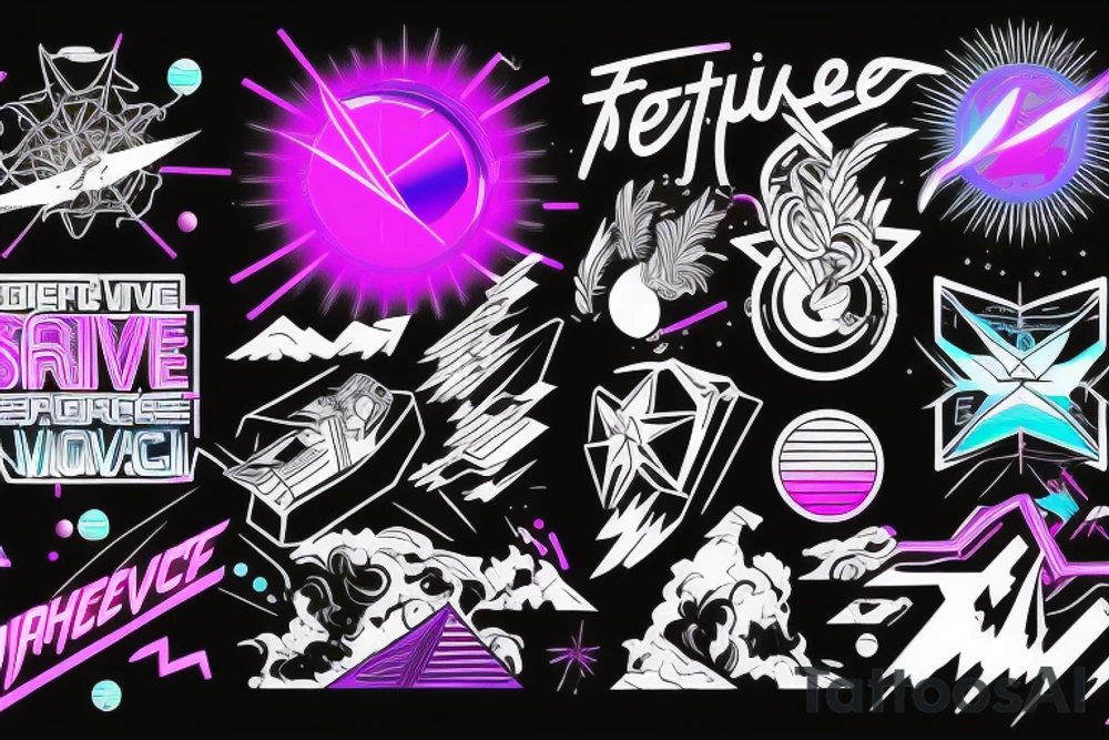 Retrowave synthwave space tattoo idea