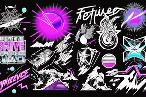 Retrowave synthwave space tattoo idea