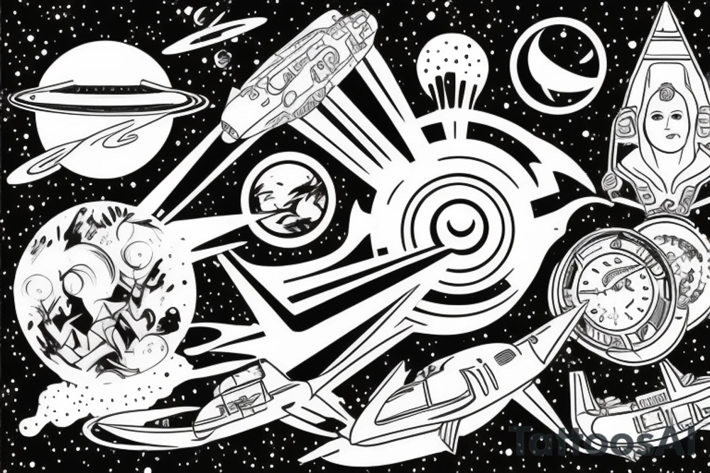 Retrowave space tattoo idea