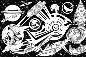 Retrowave space tattoo idea