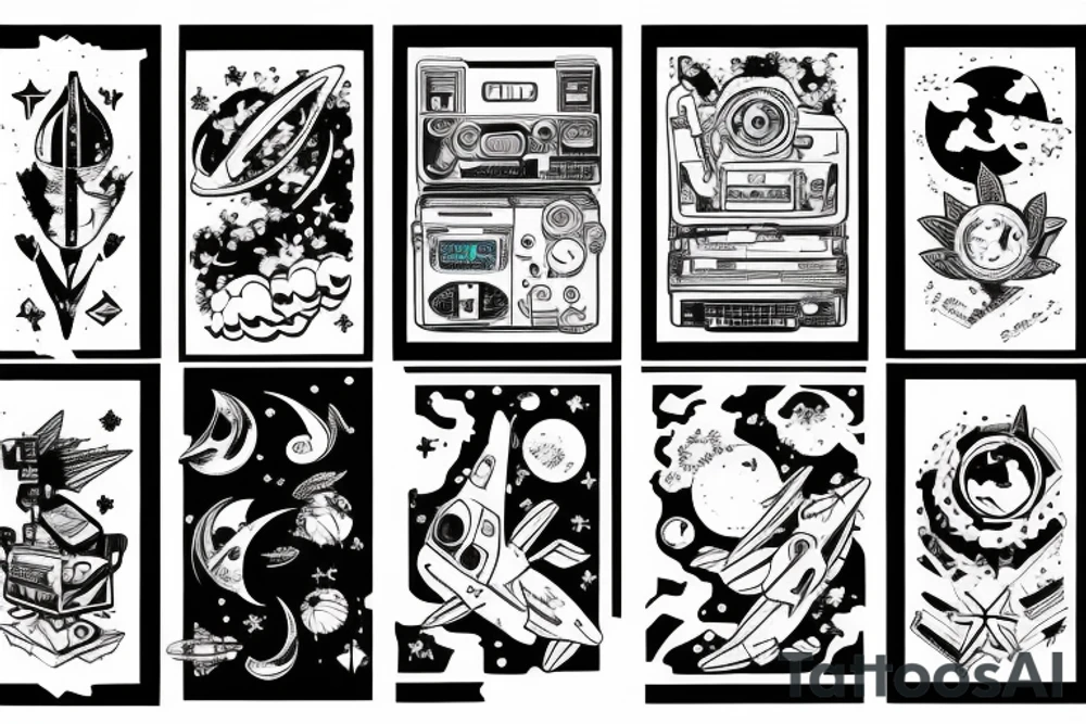 Retrowave space tattoo idea