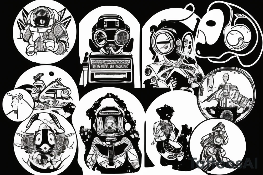 space monkey retrowave tattoo idea