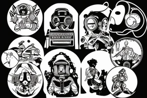 space monkey retrowave tattoo idea
