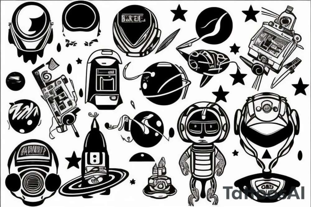 space monkey retrowave tattoo idea