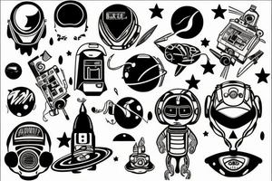 space monkey retrowave tattoo idea