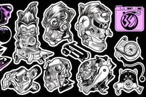 space monkey retrowave tattoo idea