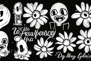 A little black man with his head on fire holding a daisy and smiling with a tear in his eye to signify that he has finally found peace tattoo idea