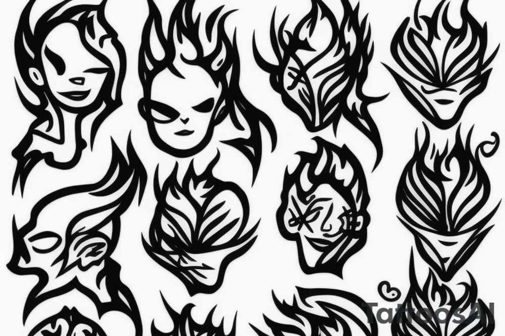 stick figure with head on fire tattoo idea