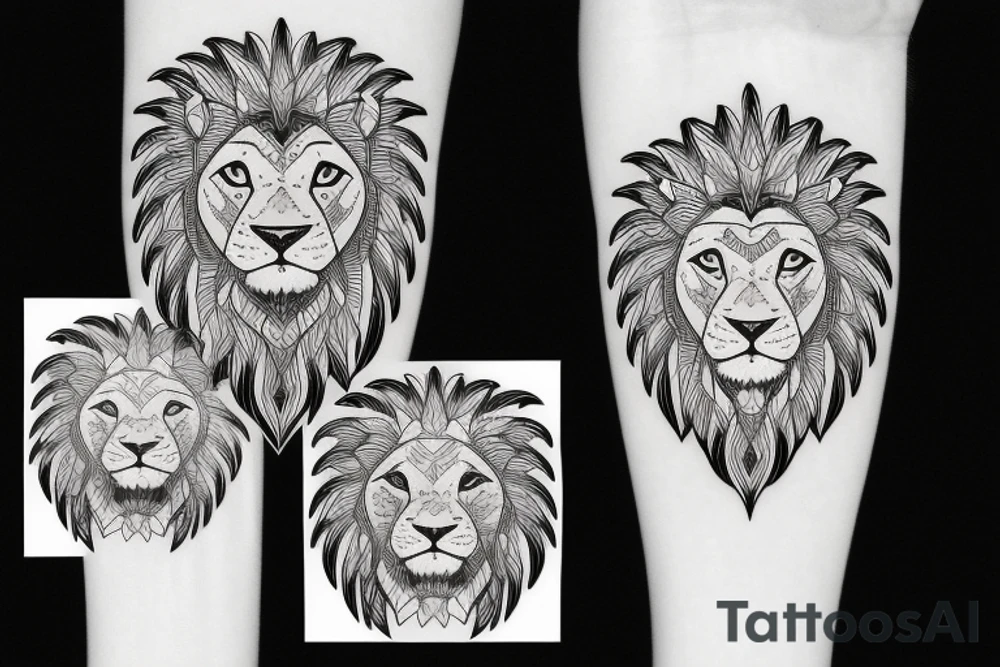 Lion with family tattoo idea
