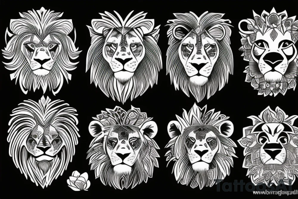 Lion with family tattoo idea