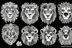 Lion with family tattoo idea