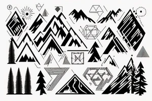 forest, mountain, river, geometry tattoo idea