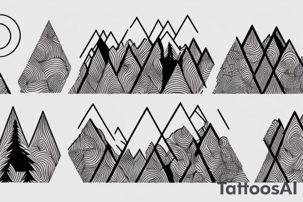 forest, mountain, river, geometry tattoo idea