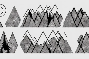 forest, mountain, river, geometry tattoo idea