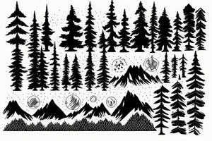 forest, mountain, river tattoo idea