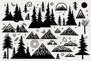 forest, mountain, river tattoo idea
