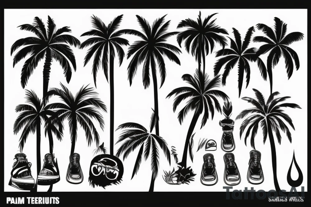 Palm trees with number 4 in the middle tattoo idea
