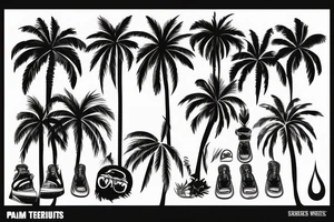Palm trees with number 4 in the middle tattoo idea