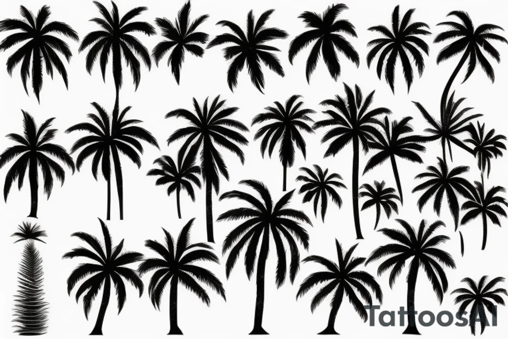 Palm trees with number 4 in the middle tattoo idea