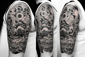Earth cloud water fire tattoo idea