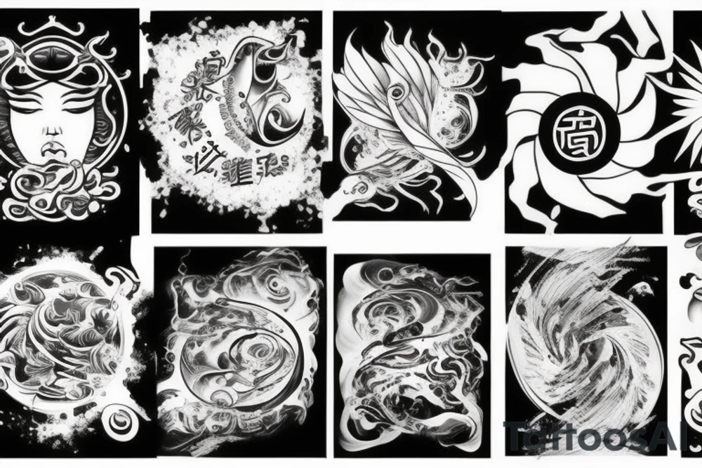 Water wind earth fire tattoo idea
