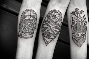 round the forearm nordic, viking, haiking, camping, cycling tattoo idea