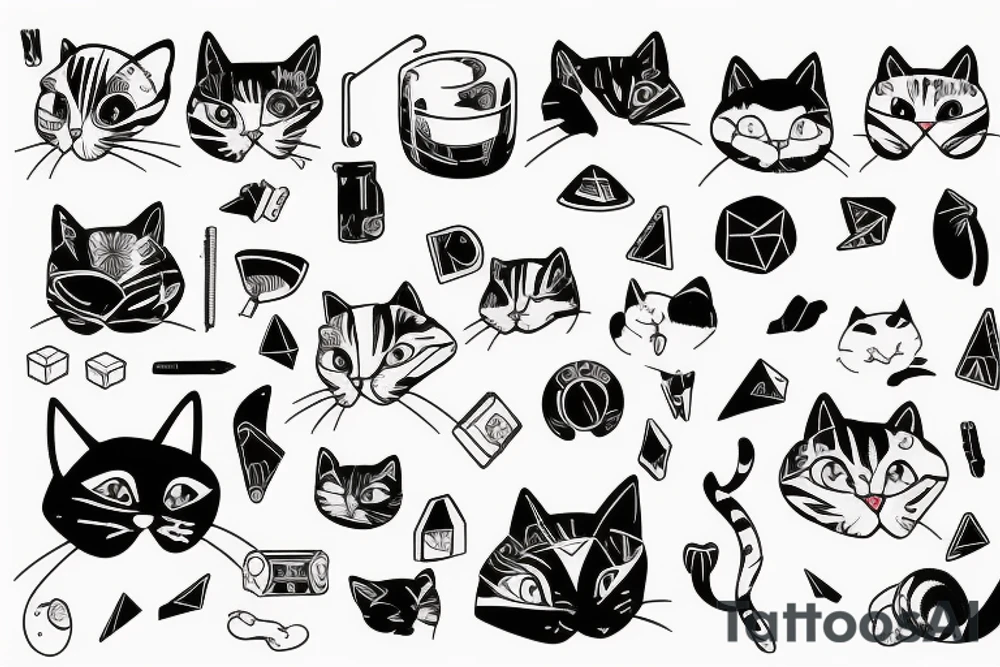 Cat tattoo peeking over a desk tattoo idea