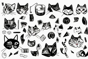 Cat tattoo peeking over a desk tattoo idea