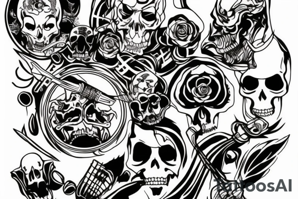 A reaper playing drum tattoo idea