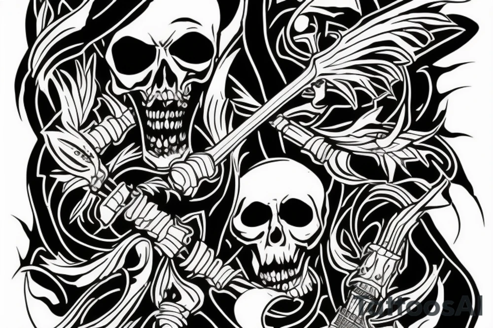 A reaper playing drum tattoo idea