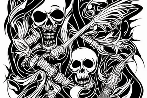 A reaper playing drum tattoo idea
