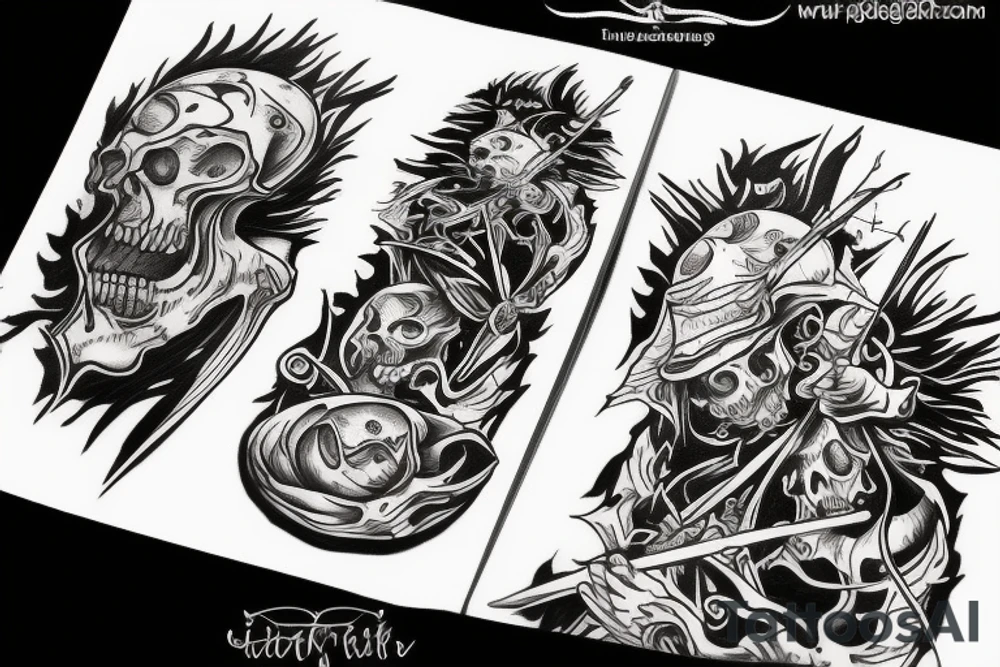 A reaper playing drum tattoo idea