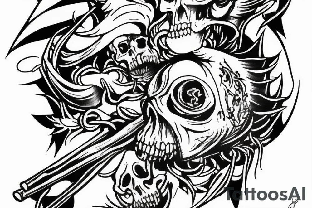 A reaper playing drum tattoo idea