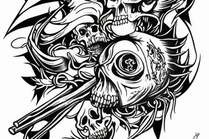 A reaper playing drum tattoo idea