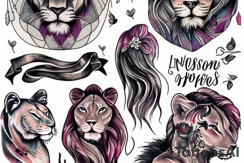 A WOMAN INSIDE A LIONESS tattoo idea