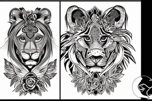 A WOMAN INSIDE A LIONESS tattoo idea