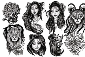 A WOMAN INSIDE A LIONESS tattoo idea