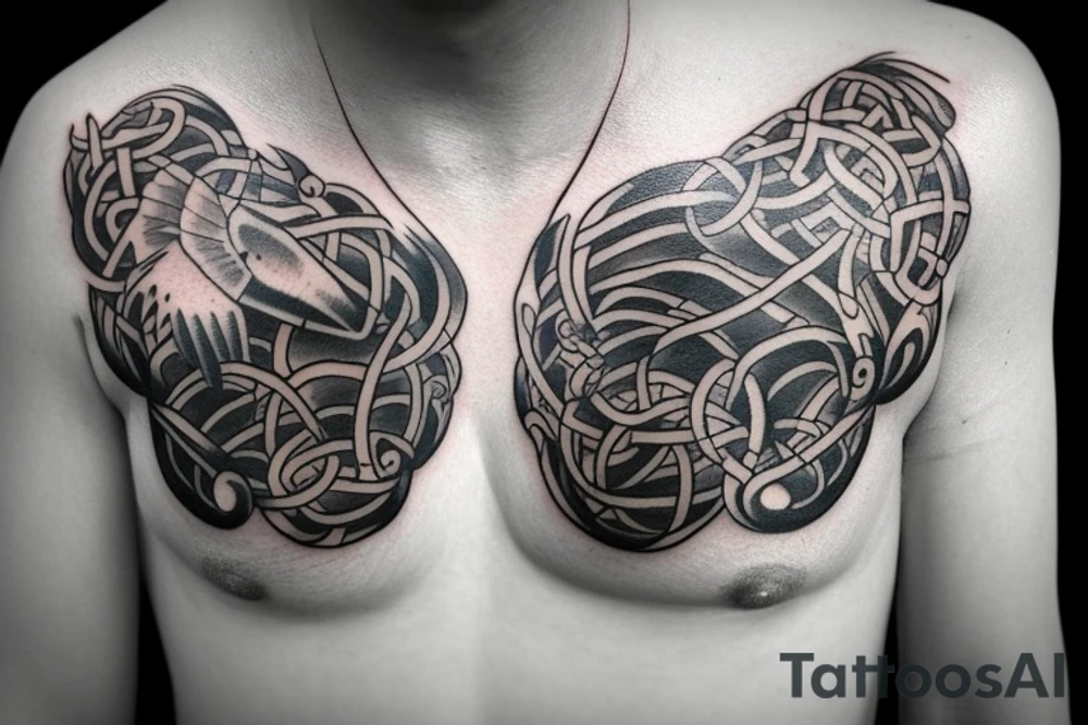 chest tattoo of psalm 23 with religious art tattoo idea