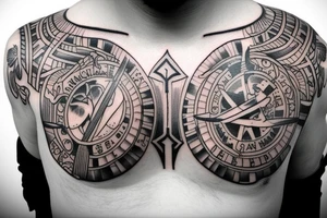 chest tattoo of psalm 23 with religious art tattoo idea