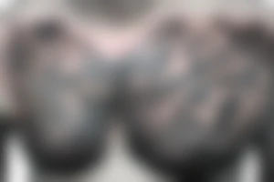 chest tattoo of psalm 23 with religious art tattoo idea