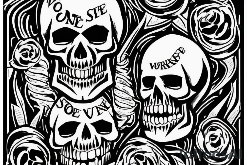 Write "Only The Strong Survive" in clear script with skulls tattoo idea