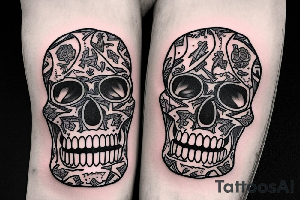 Write "Only The Strong Survive" in clear script with skulls tattoo idea