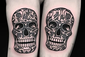Write "Only The Strong Survive" in clear script with skulls tattoo idea