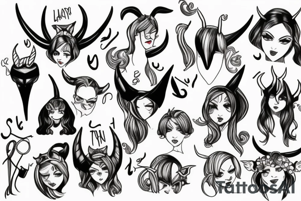 Lady justitie but with devil horns tattoo idea