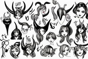 Lady justitie but with devil horns tattoo idea